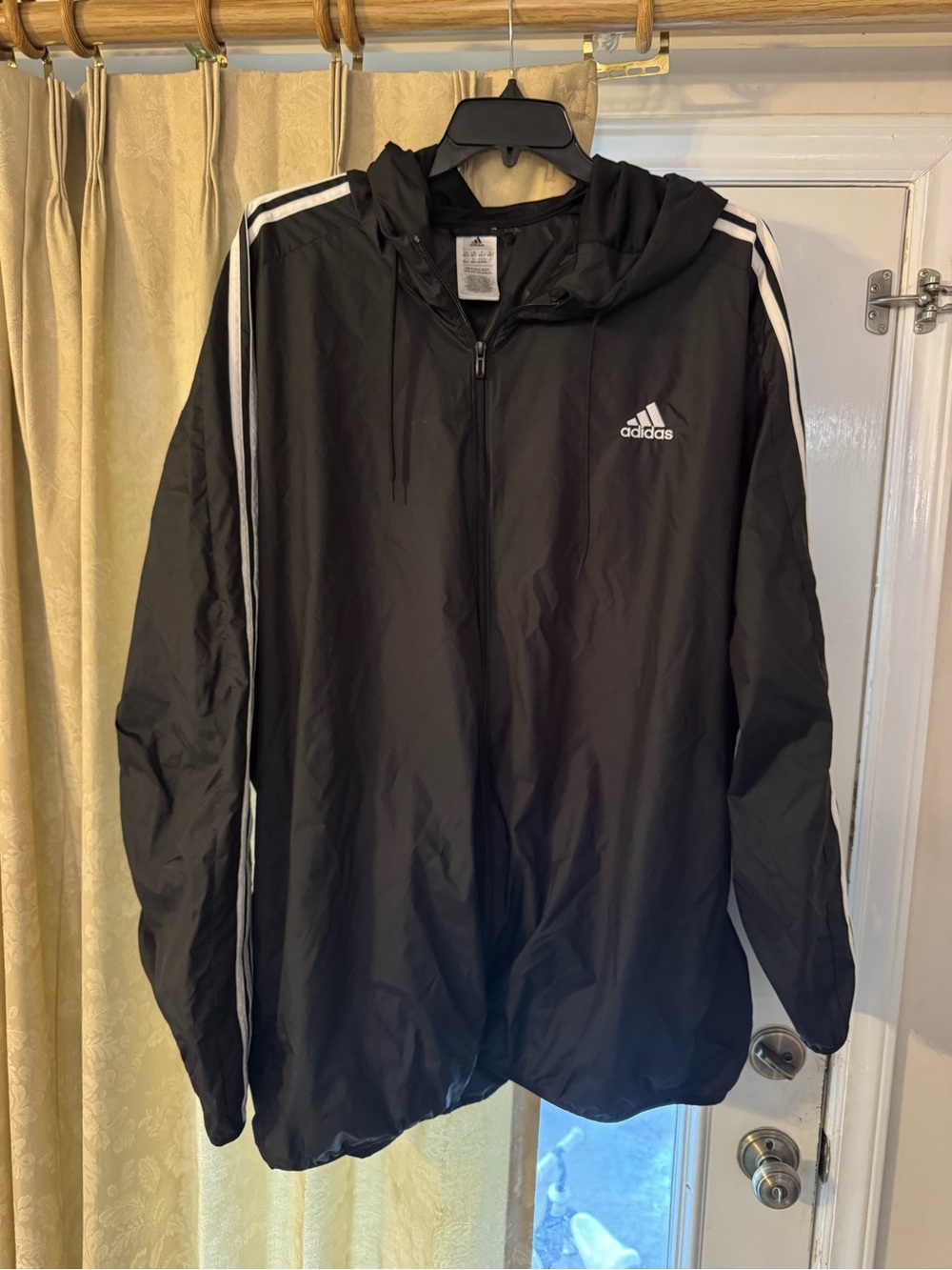 Big and Tall Adidas Men's Black Hooded Windbreaker Jacket